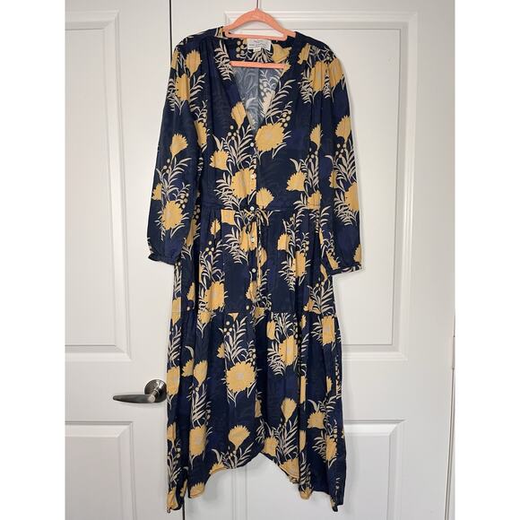 Travota Birds Of Paradis Cotton Handkerchief Dress Floral Size M - Picture 1 of 5